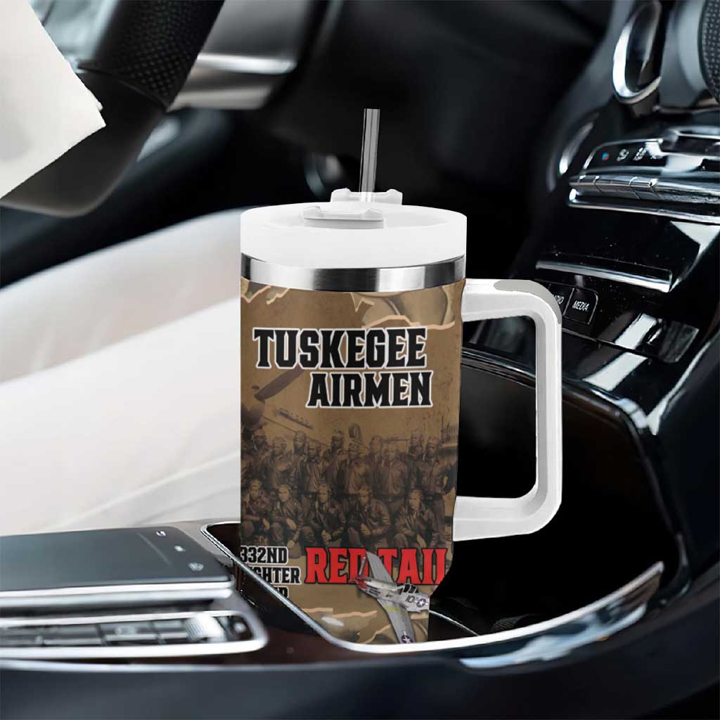 Tuskegee Airmen  Red Tails Tribute Tumbler With Handle Black History Air Force - African Pride