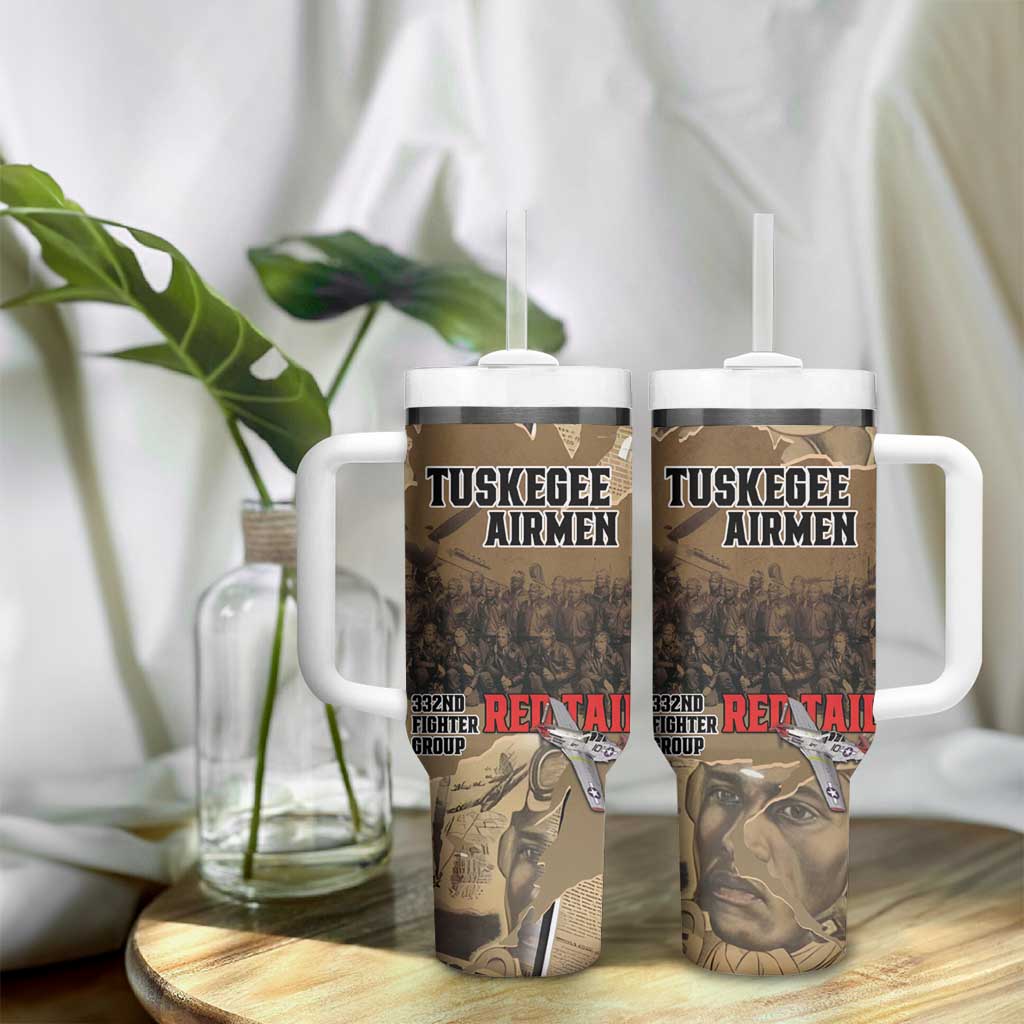 Tuskegee Airmen  Red Tails Tribute Tumbler With Handle Black History Air Force - African Pride