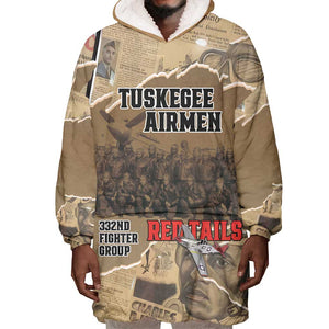 Tuskegee Airmen  Red Tails Tribute Wearable Blanket Hoodie Black History Air Force - African Pride