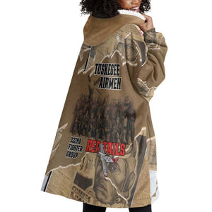 Tuskegee Airmen  Red Tails Tribute Wearable Blanket Hoodie Black History Air Force - African Pride