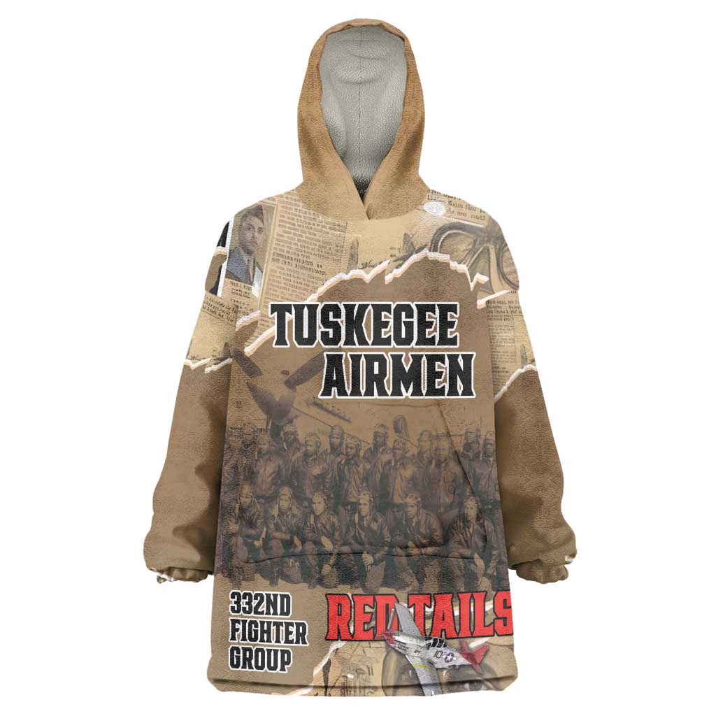 Tuskegee Airmen  Red Tails Tribute Wearable Blanket Hoodie Black History Air Force - African Pride