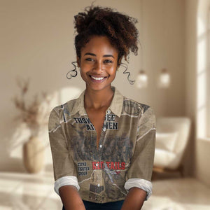 Tuskegee Airmen  Red Tails Tribute Women Casual Shirt Black History Air Force - African Pride