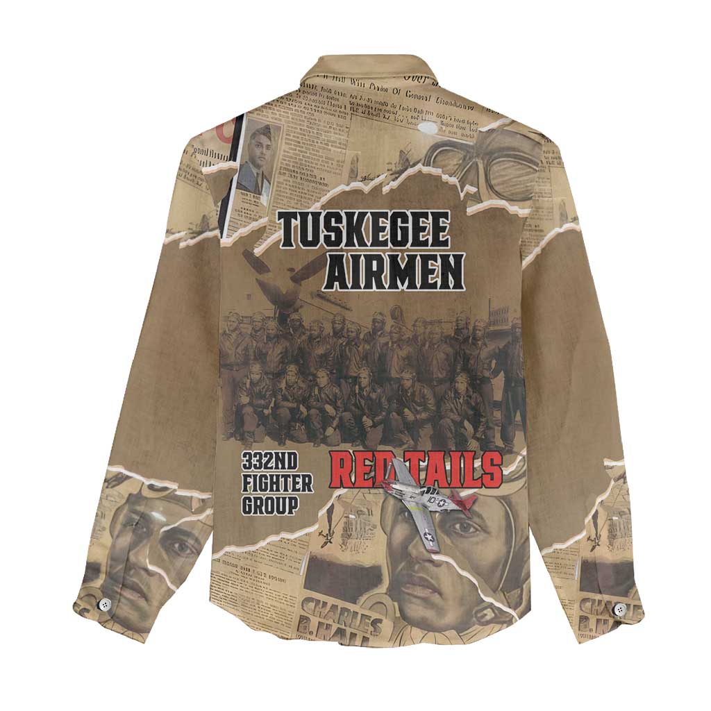 Tuskegee Airmen  Red Tails Tribute Women Casual Shirt Black History Air Force - African Pride