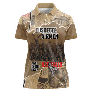 Tuskegee Airmen  Red Tails Tribute Women Polo Shirt Black History Air Force - African Pride