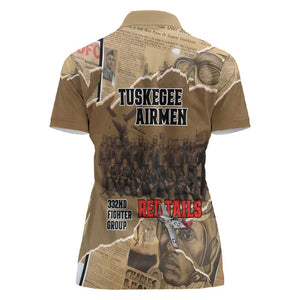 Tuskegee Airmen  Red Tails Tribute Women Polo Shirt Black History Air Force - African Pride