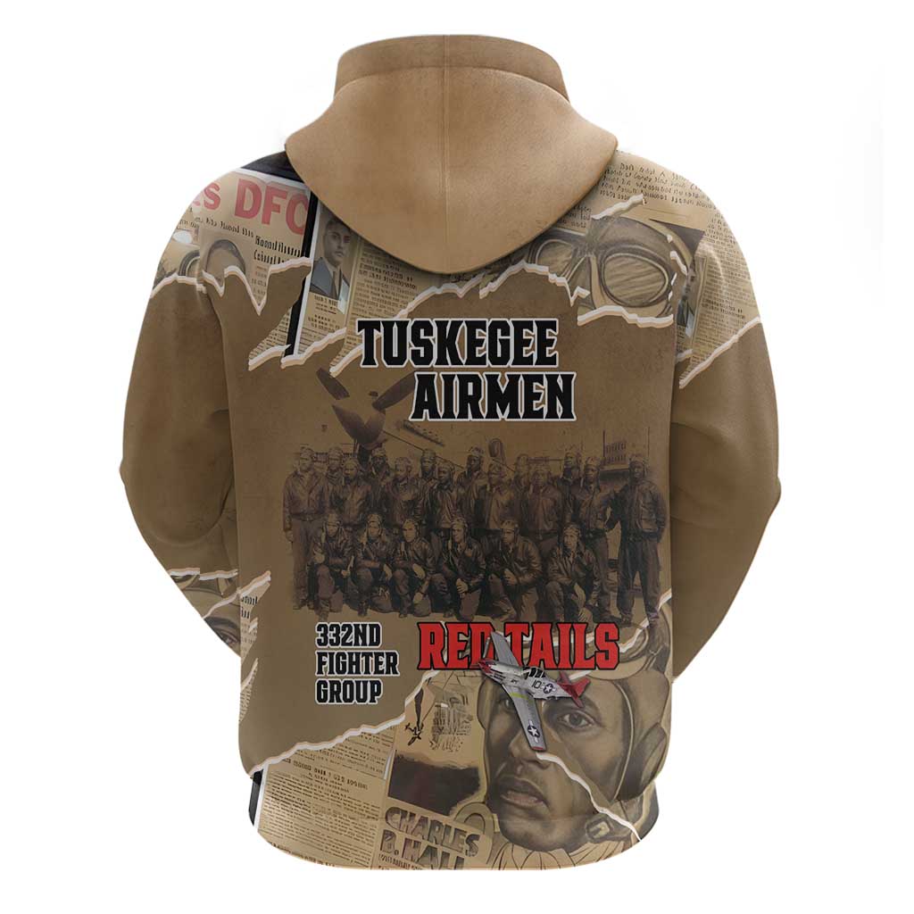 Tuskegee Airmen  Red Tails Tribute Zip Hoodie Black History Air Force - African Pride