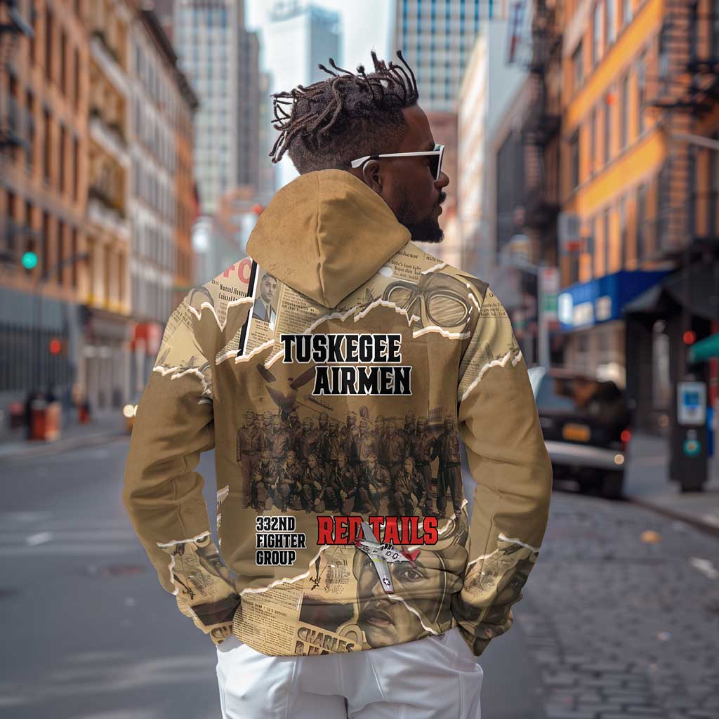 Tuskegee Airmen  Red Tails Tribute Zip Hoodie Black History Air Force - African Pride