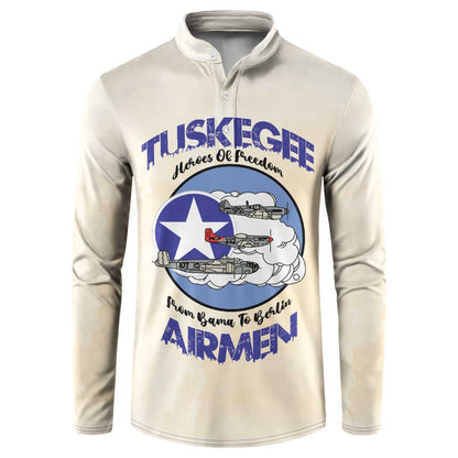 Tuskegee Airmen Red Tails Button Sweatshirt Heroes Of Freedom Retro Style