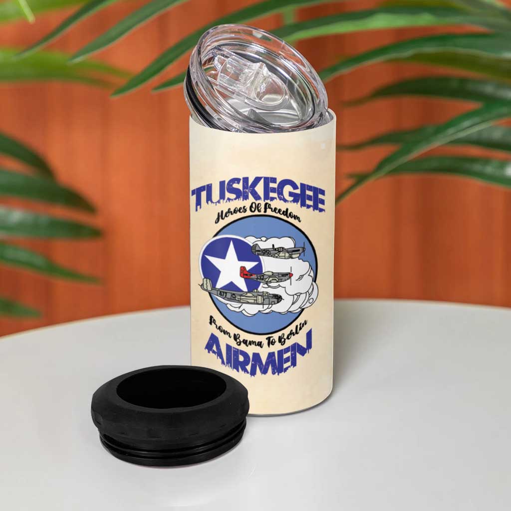 Tuskegee Airmen Red Tails 4 in 1 Can Cooler Tumbler Heroes Of Freedom Retro Style - African Pride