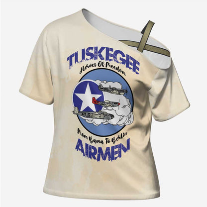 Tuskegee Airmen Red Tails Cross Shoulder Shirt Heroes Of Freedom Retro Style