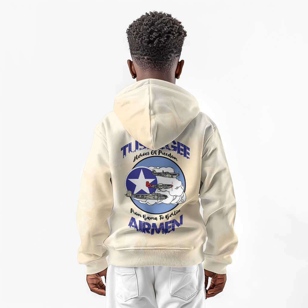 Tuskegee Airmen Red Tails Kid Hoodie Heroes Of Freedom Retro Style - African Pride