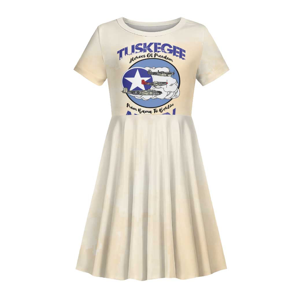 Tuskegee Airmen Red Tails Kid Short Sleeve Dress Heroes Of Freedom Retro Style - African Pride