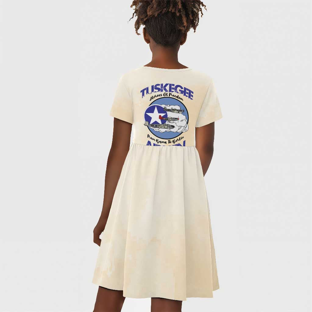 Tuskegee Airmen Red Tails Kid Short Sleeve Dress Heroes Of Freedom Retro Style - African Pride
