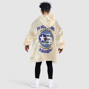 Tuskegee Airmen Red Tails Kid Wearable Blanket Hoodie Heroes Of Freedom Retro Style - African Pride