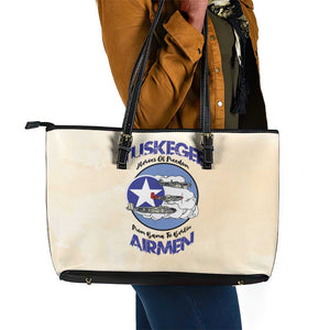 Tuskegee Airmen Red Tails Leather Tote Bag Heroes Of Freedom Retro Style - African Pride