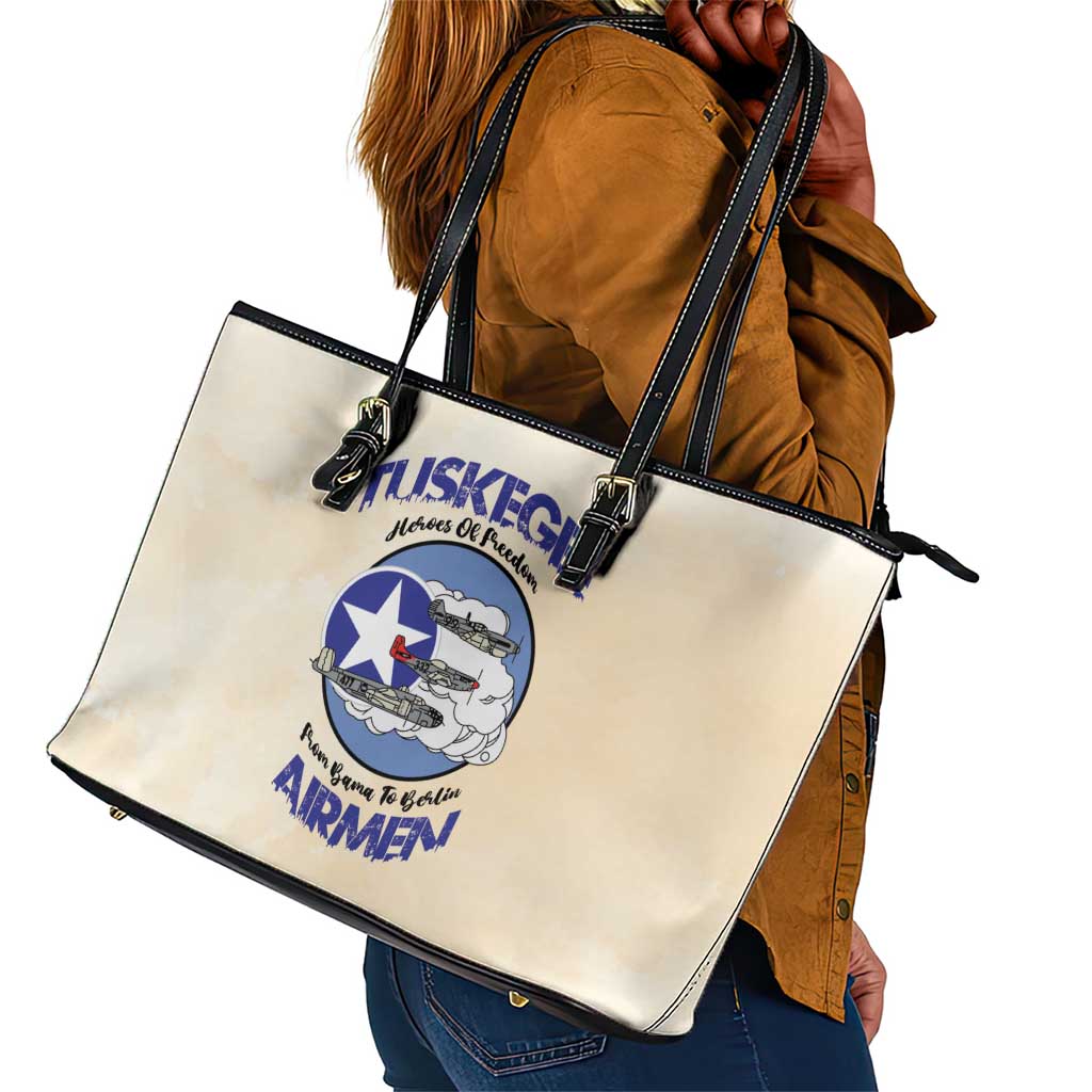 Tuskegee Airmen Red Tails Leather Tote Bag Heroes Of Freedom Retro Style - African Pride