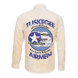 Tuskegee Airmen Red Tails Long Sleeve Button Shirt Heroes Of Freedom Retro Style - African Pride
