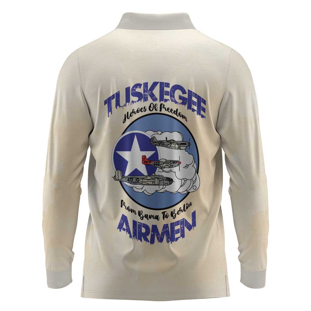 Tuskegee Airmen Red Tails Long Sleeve Polo Shirt Heroes Of Freedom Retro Style - African Pride