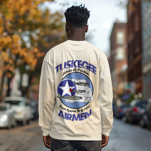 Tuskegee Airmen Red Tails Long Sleeve Shirt Heroes Of Freedom Retro Style - African Pride