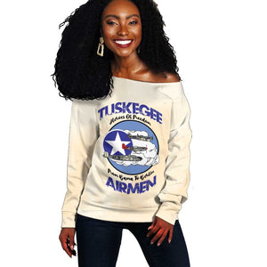 Tuskegee Airmen Red Tails Off Shoulder Sweater Heroes Of Freedom Retro Style - African Pride