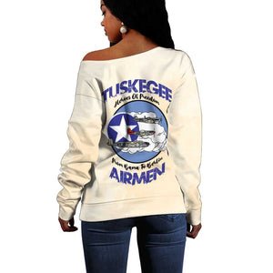Tuskegee Airmen Red Tails Off Shoulder Sweater Heroes Of Freedom Retro Style - African Pride