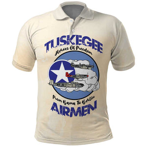 Tuskegee Airmen Red Tails Polo Shirt Heroes Of Freedom Retro Style - African Pride