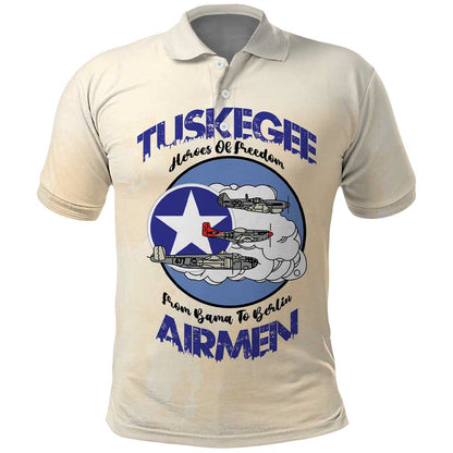 Tuskegee Airmen Red Tails Polo Shirt Heroes Of Freedom Retro Style - African Pride