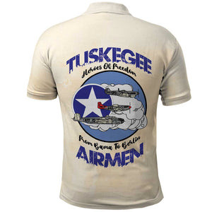 Tuskegee Airmen Red Tails Polo Shirt Heroes Of Freedom Retro Style - African Pride