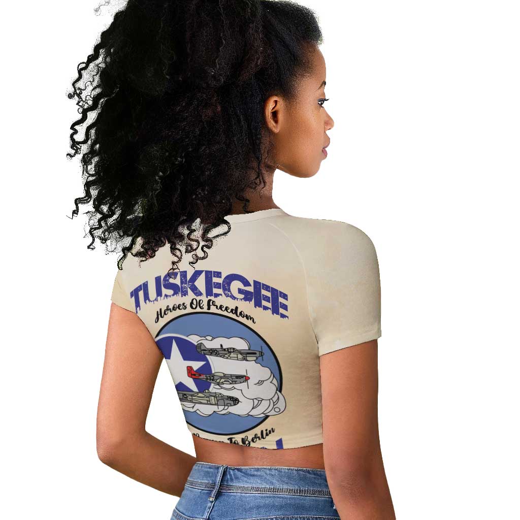 Tuskegee Airmen Red Tails Raglan Cropped T shirt Heroes Of Freedom Retro Style - African Pride