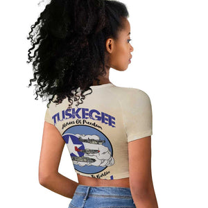 Tuskegee Airmen Red Tails Raglan Cropped T shirt Heroes Of Freedom Retro Style - African Pride