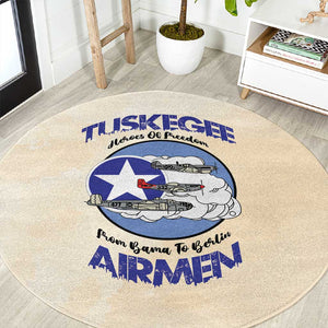 Tuskegee Airmen Red Tails Round Carpet Heroes Of Freedom Retro Style - African Pride