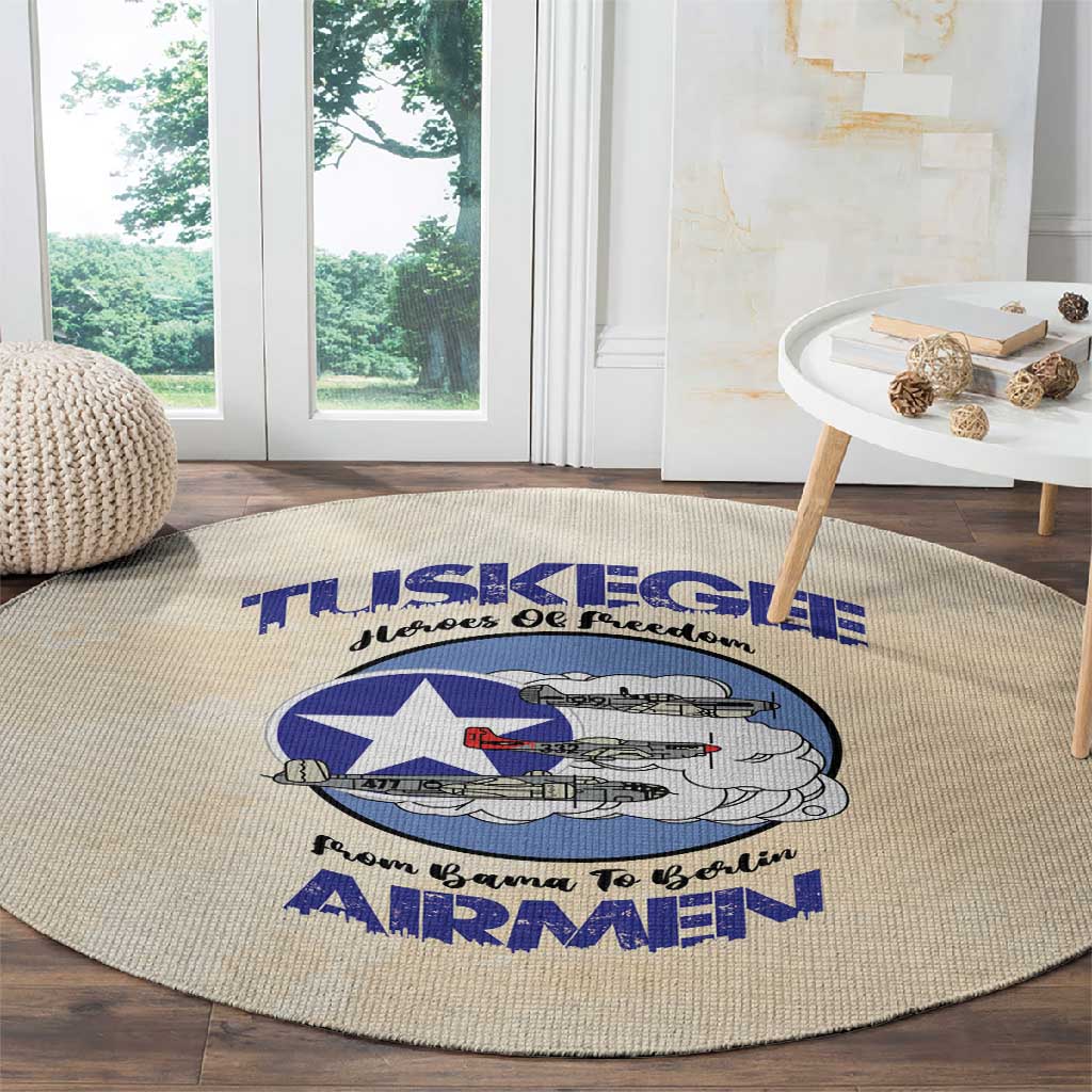 Tuskegee Airmen Red Tails Round Carpet Heroes Of Freedom Retro Style - African Pride