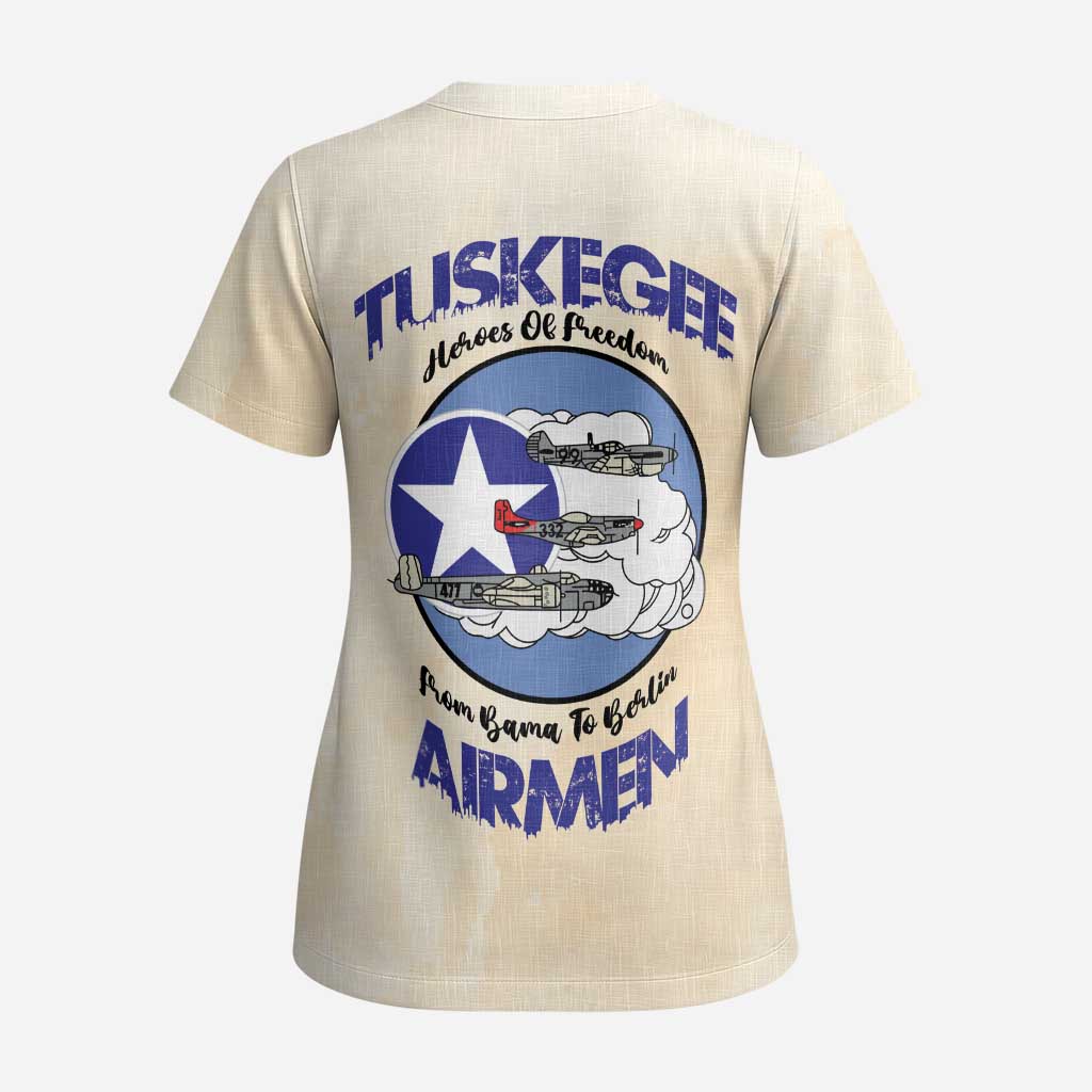 Tuskegee Airmen Red Tails Scrub Top Heroes Of Freedom Retro Style - African Pride