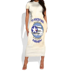 Tuskegee Airmen Red Tails Short Sleeve Bodycon Dress Heroes Of Freedom Retro Style - African Pride