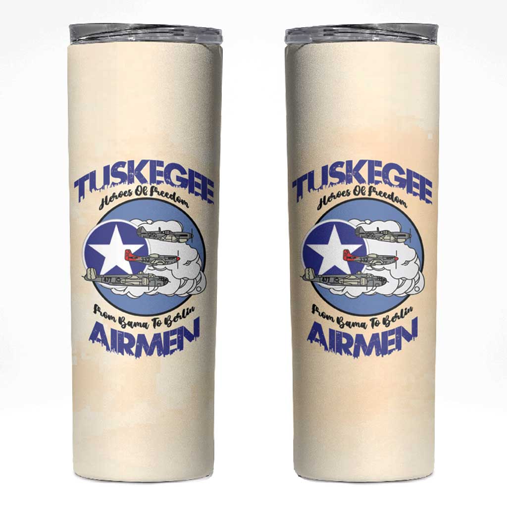 Tuskegee Airmen Red Tails Skinny Tumbler Heroes Of Freedom Retro Style - African Pride