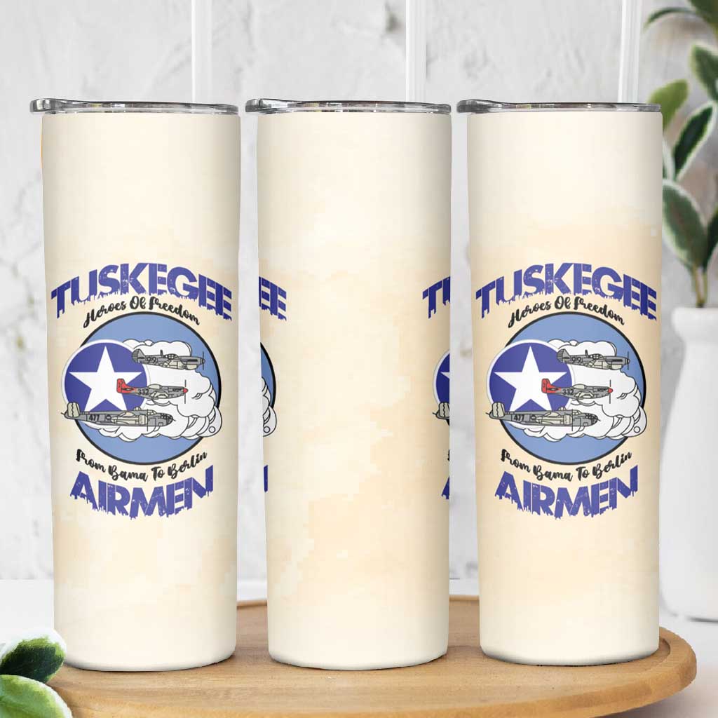 Tuskegee Airmen Red Tails Skinny Tumbler Heroes Of Freedom Retro Style - African Pride