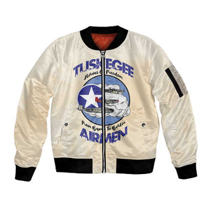 Tuskegee Airmen Red Tails Sleeve Zip Bomber Jacket Heroes Of Freedom Retro Style - African Pride