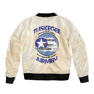 Tuskegee Airmen Red Tails Sleeve Zip Bomber Jacket Heroes Of Freedom Retro Style - African Pride