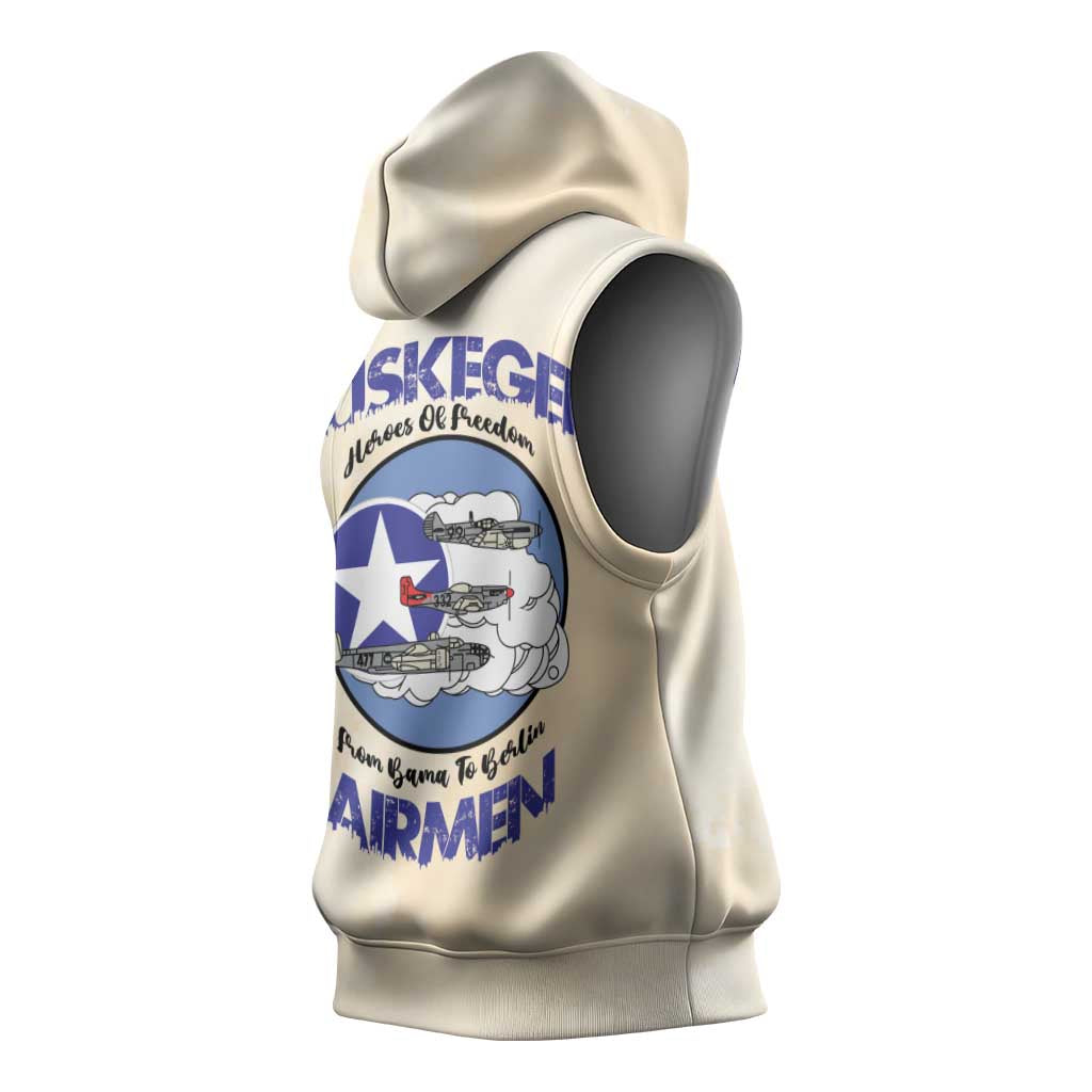 Tuskegee Airmen Red Tails Sleeveless Hoodie Heroes Of Freedom Retro Style - African Pride