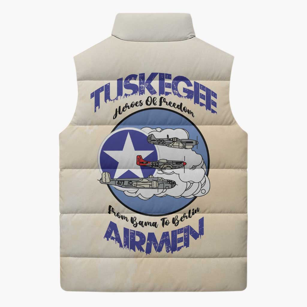 Tuskegee Airmen Red Tails Sleeveless Puffer Jacket Heroes Of Freedom Retro Style