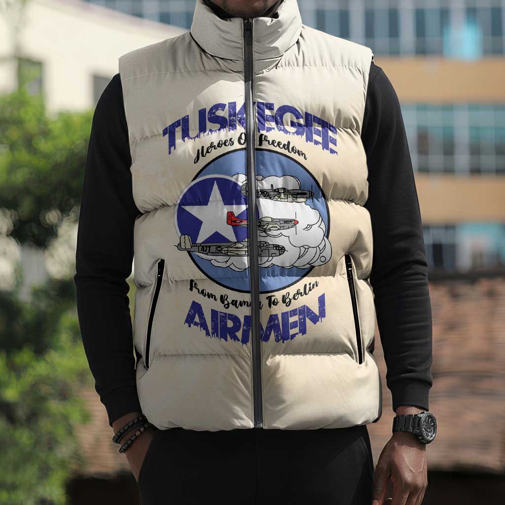 Tuskegee Airmen Red Tails Sleeveless Puffer Jacket Heroes Of Freedom Retro Style