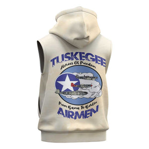 Tuskegee Airmen Red Tails Sleeveless Zip Hoodie Heroes Of Freedom Retro Style - African Pride