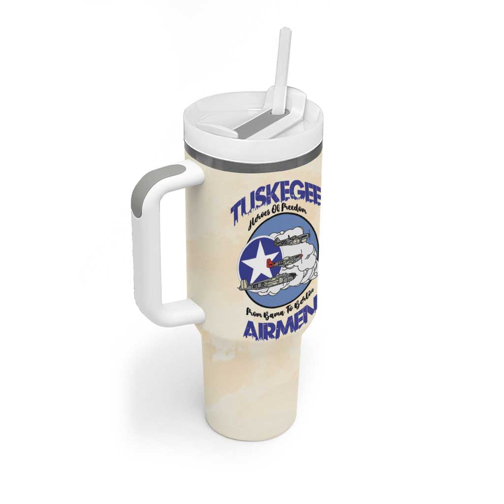 Tuskegee Airmen Red Tails Tumbler With Handle Heroes Of Freedom Retro Style - African Pride