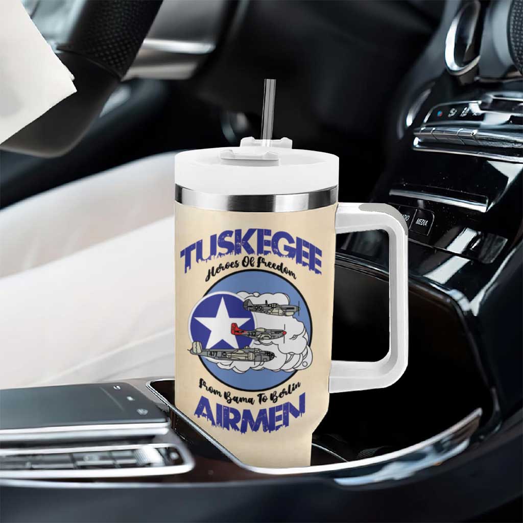 Tuskegee Airmen Red Tails Tumbler With Handle Heroes Of Freedom Retro Style - African Pride