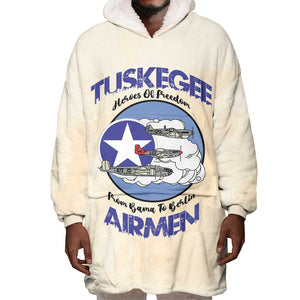 Tuskegee Airmen Red Tails Wearable Blanket Hoodie Heroes Of Freedom Retro Style - African Pride