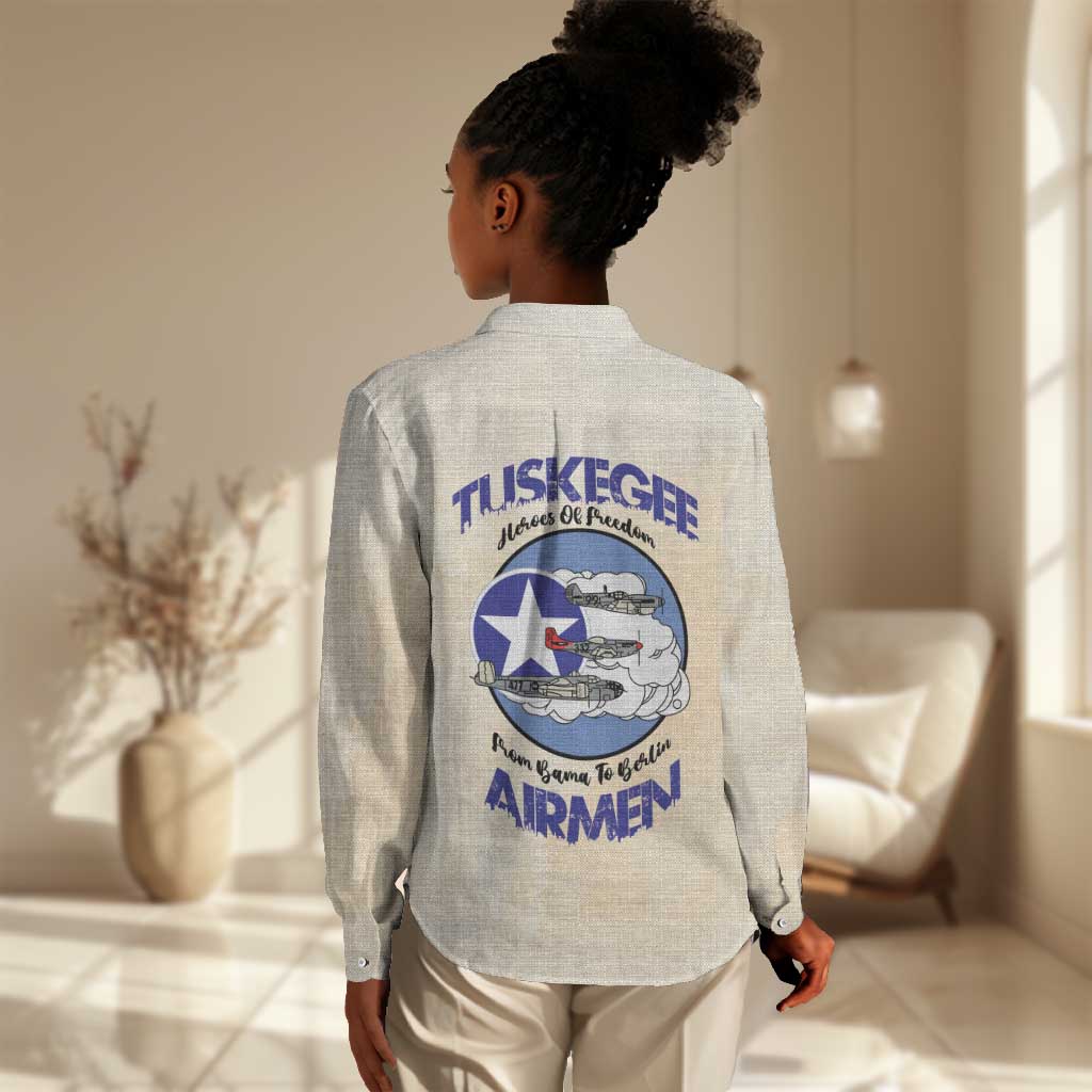Tuskegee Airmen Red Tails Women Casual Shirt Heroes Of Freedom Retro Style - African Pride