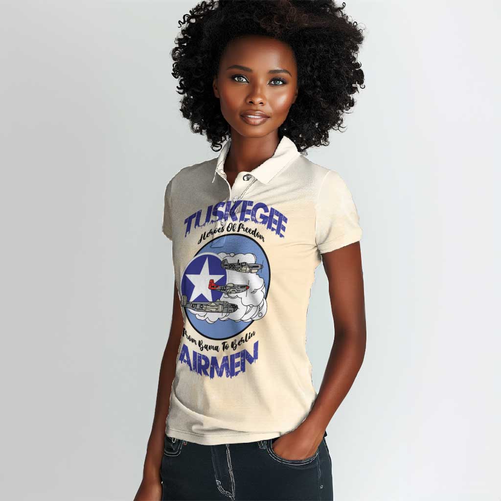Tuskegee Airmen Red Tails Women Polo Shirt Heroes Of Freedom Retro Style - African Pride