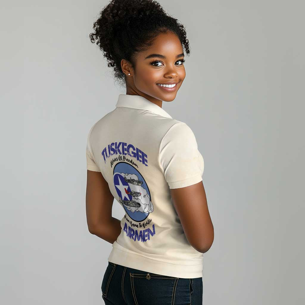 Tuskegee Airmen Red Tails Women Polo Shirt Heroes Of Freedom Retro Style - African Pride