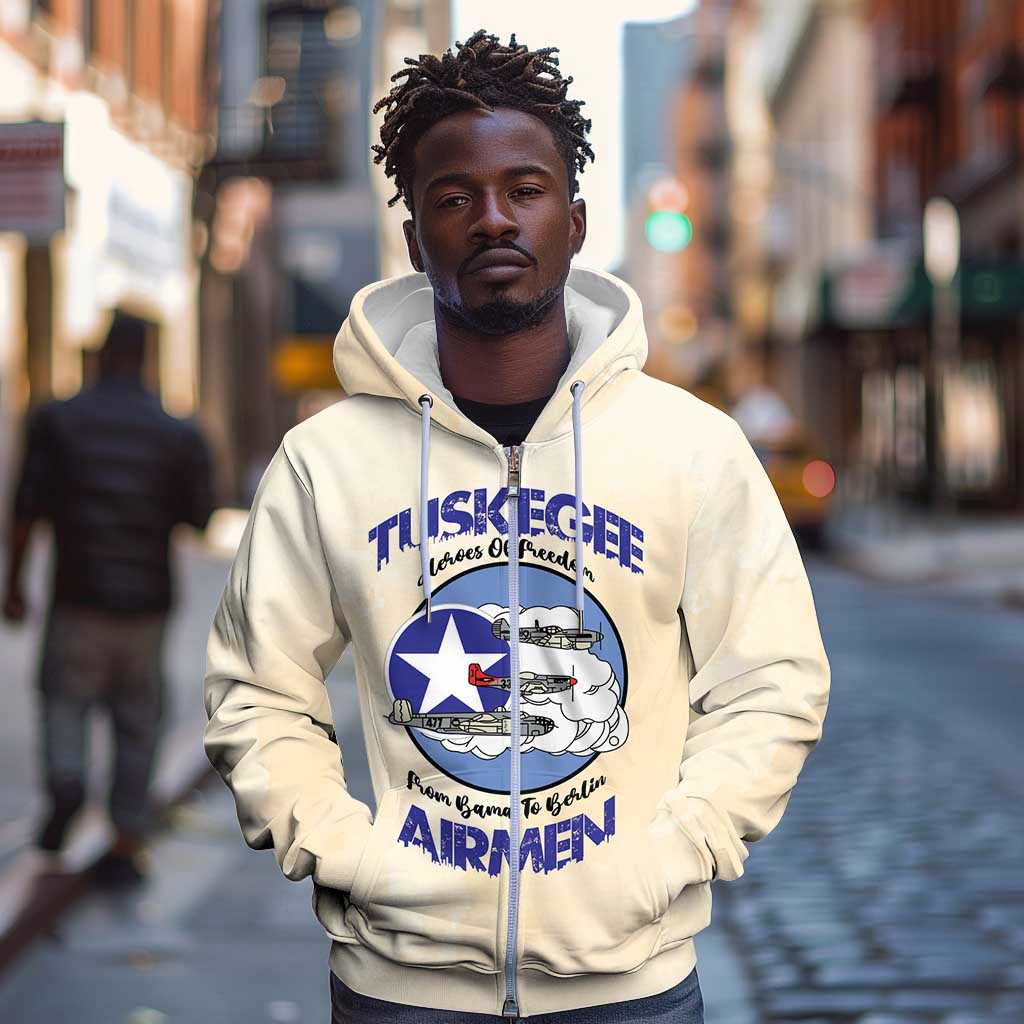 Tuskegee Airmen Red Tails Zip Hoodie Heroes Of Freedom Retro Style - African Pride