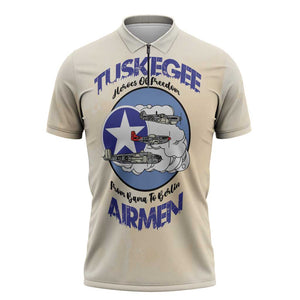 Tuskegee Airmen Red Tails Zipper Polo Shirt Heroes Of Freedom Retro Style